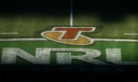 The NRL logo is pictured at GIO Stadium on August 3, 2014 in Canberra, Australia.