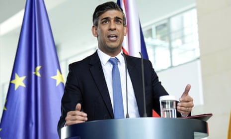 Prime minister Rishi Sunak at a press conference in the Federal Chancellery during his visit to Berlin.