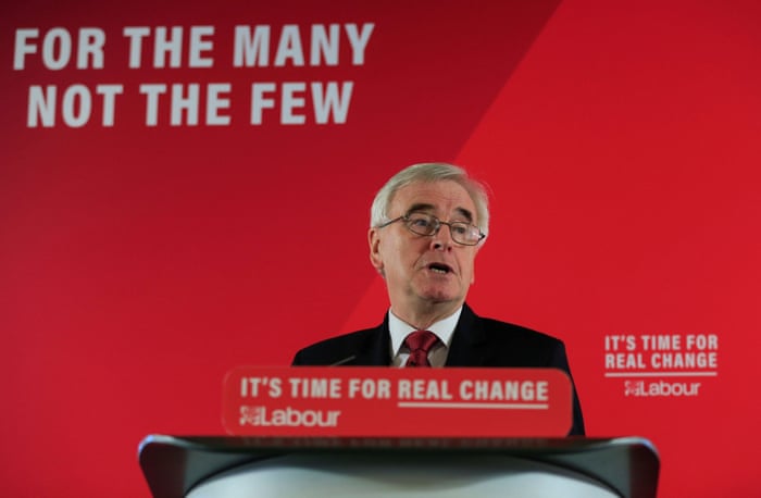 Britain’s Shadow Chancellor of the Exchequer John McDonnell today