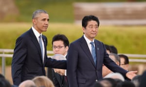 President Obama and and Japanese Prime Minister Shinzo Abe visit the Hiroshima Peace Memorial Park on Friday.