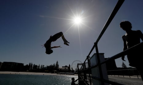 People in Adelaide head to the beach to escape Thursday’s record-breaking Australia heatwave.