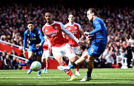 Alex Scott fires home after a great run through the Arsenal defence.