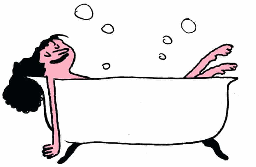 Illustration of a woman relaxing in a bath