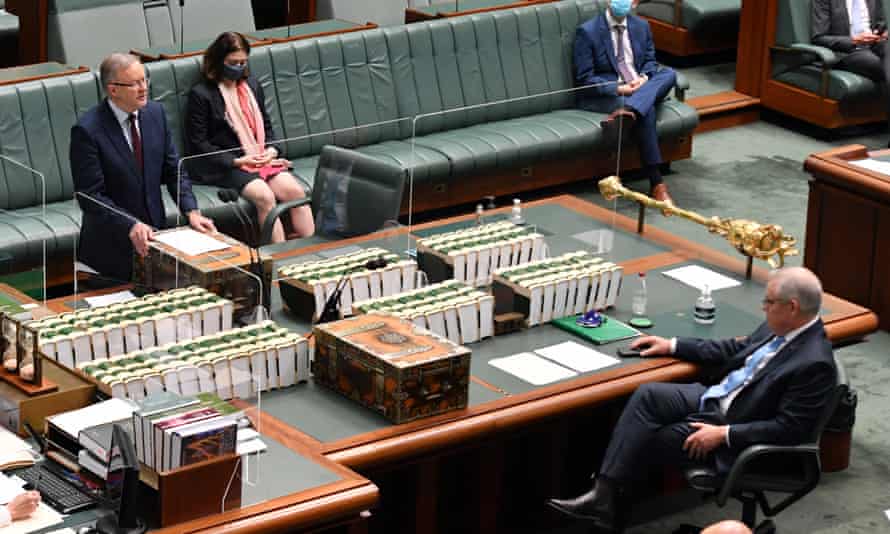 Leader of the opposition, Anthony Albanese addresses parliament