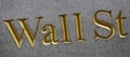 A sign for Wall Street carved into the side of a building in New York.