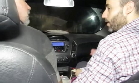 A still from a video is said to show Mohamed Sinwar travelling in a car through a tunnel near the Erez crossing.