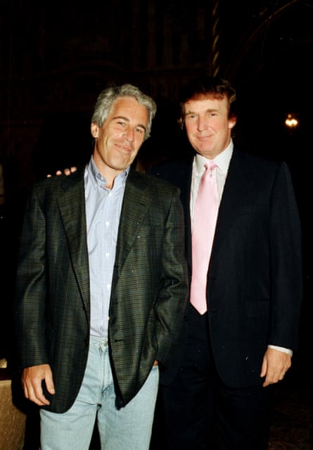 Jeffrey Epstein and Donald Trump at the Mar-a-Lago estate in Palm Beach, Florida, in 1997.