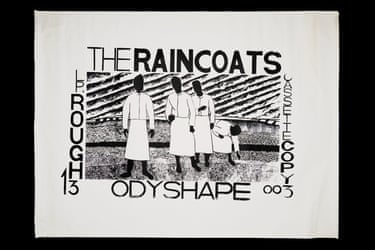 The Raincoats, screen-printed poster for Odyshape album by Simon Bramley, 1981As a radical all-woman band, The Raincoats’ provocative feminist stance could draw violent opposition. Their manger Shirley O’Loughlin recalls that after a concert in Portsmouth with the Gang of Four in 1980, they emerged to find that their car borrowed from Rough Trade for the night - had been deeply scratched with a massive swastika across the entire front bonnet by ‘some NF skins’.
