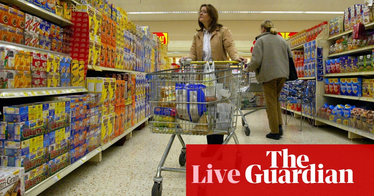 Families cut back on food shopping in cost of living crisis; Russia cuts interest rates – business live