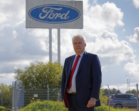 Former first minister Carwyn Jones outside the Ford engine plant in June 2019