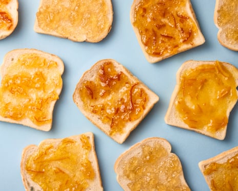 Marmalade on several pieces of toast