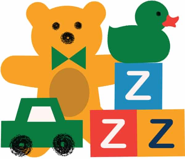 子供のおもちゃとそれらの上に'ZZZ'とビルディングブロック