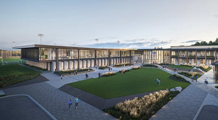 A rendering of what the exterior of the completed Arthur M. Blank U.S. Soccer National Training Center in Fayetteville will look like.
