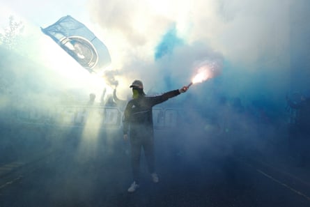 October 20: Huddersfield Town fans before the Premier League match between Huddersfield Town and Liverpool FC at John Smith’s Stadium.