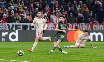 Celtic’s Nicolas Kuhn against Bayern Munich in the Champions League.