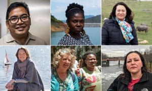Goldman environment prizewinners 2018: (clockwise from top left) Manny Calonzo, Francia Márquez, Nguy Thi Khanh, LeAnne Walters, Makoma Lekalakala and Liz McDaid, Claire Nouvian.