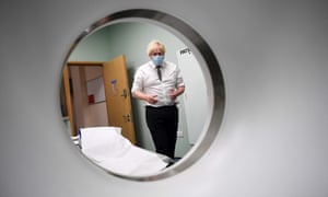 Boris Johnson is shown around a CT scan room during a visit to Hexham General hospital, Northumberland, UK