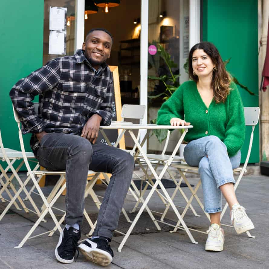 Hugues Mbenda and Mathilde Godart outside Libala.