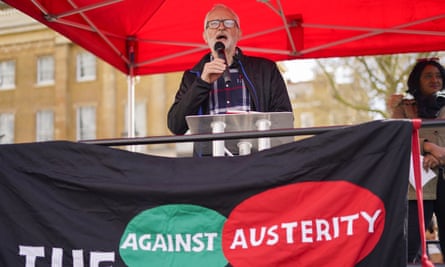 Jeremy Corbyn addresses the Downing Stree protest.
