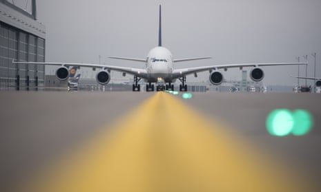 An Airbus A380 belonging to Lufthansa