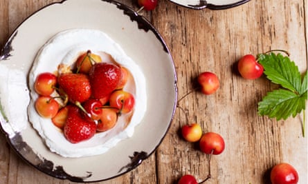 Juicy fruits: strawberries, labne and balsamic vinegar. Good with cherries, berries and any soft summer fruits.