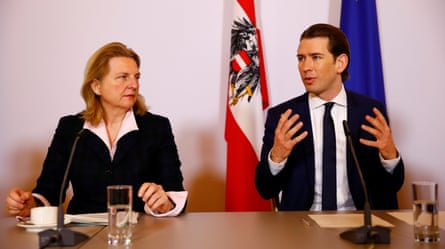 Kneissl with then-chancellor Sebastian Kurz in Vienna, 9 March 2018