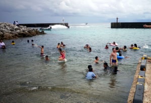 The harbour pool at Anibare is near the refugee camp