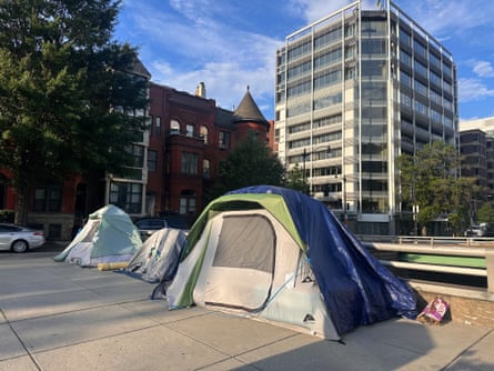 A homeless encampment in Washington DC on 14 August 2025.