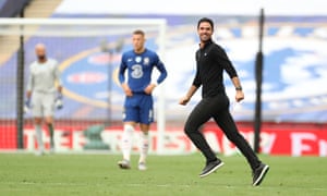 Arsenal manager Mikel Arteta looks pleased with the result.