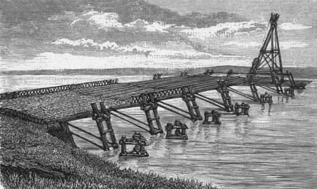 Roman bridge of Gaius Iulius Caesar over the Rhine near Neuwied, 55BC