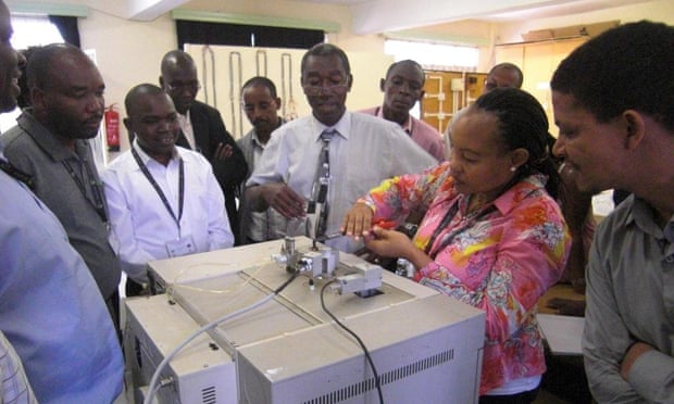 Participants learning to use instruments in the lab. Over the years Lancaster and Gachanja have raised over £60,000 for equipment.