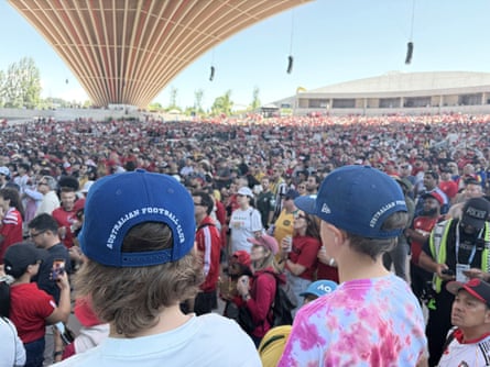 Some young fans with Calgary Kangaroos hats at the Vancouver fan festival