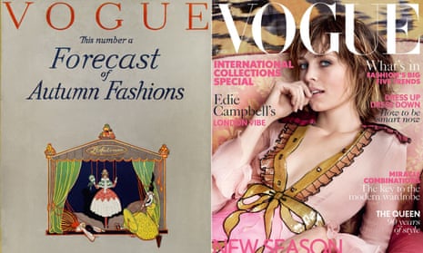 The first edition of British Vogue, dated 15 September 1916, and the March 2016 issue.