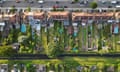 An aerial view of homes and in Enfield, north London