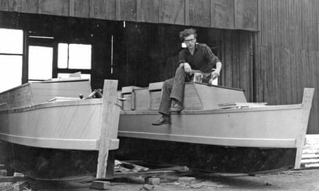James Wharram with one of his catamarans, which were based on Polynesian principles