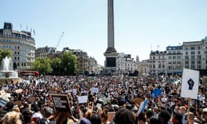 A Black Lives Matter demonstration in Trafalgar Square on 31 May