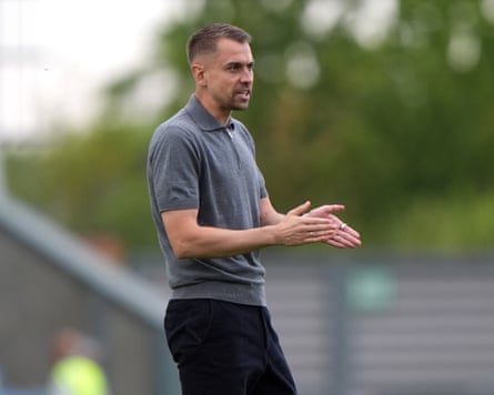 The Southampton manager Tonda Eckert claps his team’s fans after their Carabao Cup first round game away to Colchester.