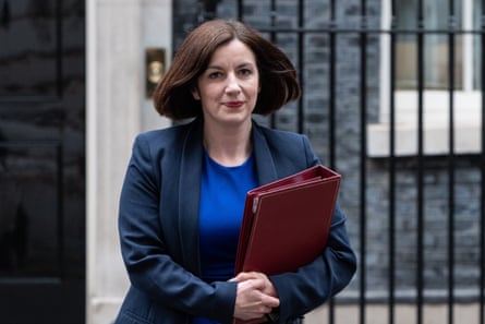 Bridget Phillipson carries a folder while leaving No 10 Downing Street.