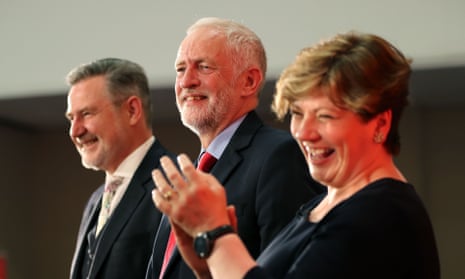 Labour’s shadow trade secretary Barry Gardiner, leader Jeremy Corbyn and shadow foreign secretary Emily Thornberry.