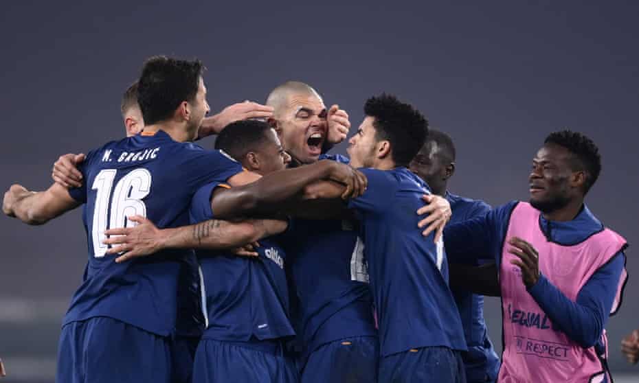 Porto players celebrate after knocking out Juventus during a Champions League run that has earned a welcome €73.5m so far.