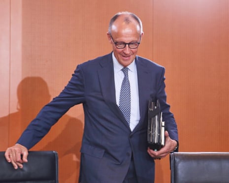 Chancellor Friedrich Merz (CDU) arrives and takes his seat for a German cabinet meeting in Berlin, Germany.