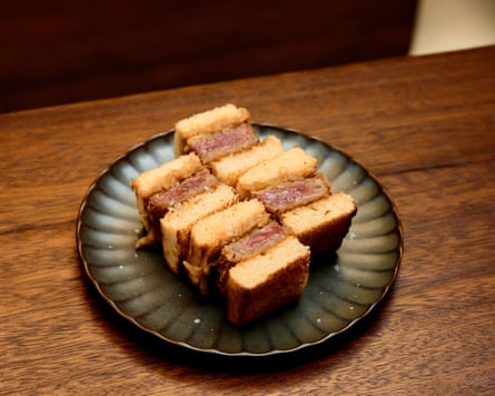 Mitsu’s wagyu sandos cut into four chubby sections, crossways like a toddler’s post-Pigeon Street lunch.