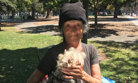 A homeless woman named Chata in San Jose. She said she would be ‘the first one to sign up’ for a tiny home.