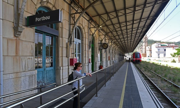 person on platform at Portbou station.