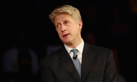 Jo Johnson speaks onstage at a rally.