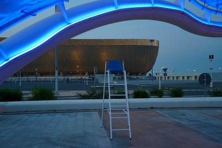 An empty security guard post outside a stadium