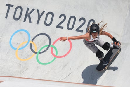 Sky Brown competes during the skateboarding park final