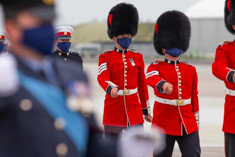 A guard of honour being formed for the arrival of a world leader at Newquay airport