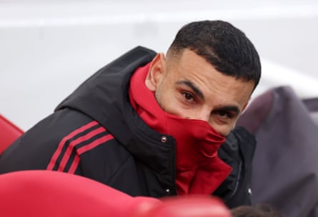 Mohamed Salah of Liverpool sits on the bench.