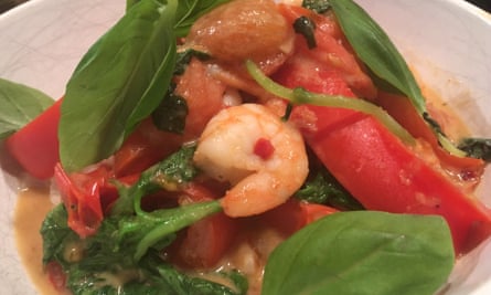 A standard affair but a fine dish … Red Thai prawn curry from Simply Cook.